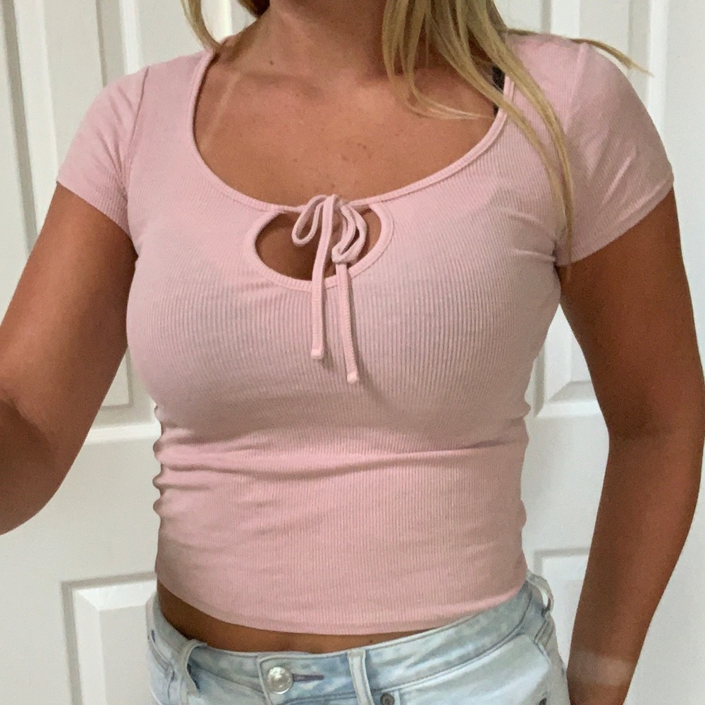 Pink Cut Out Crop Top